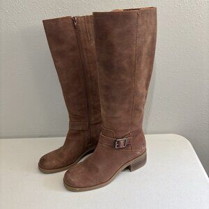 Lucky Brand Inifita Riding Brown Leather Upper Boots Women 6.5